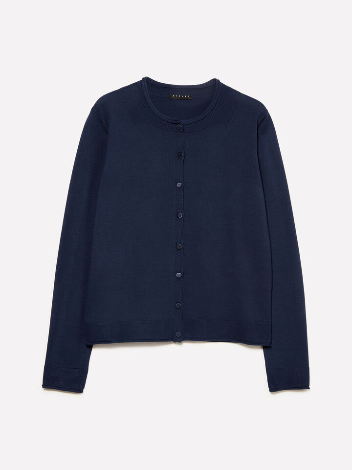 Navy blue regular fit cardigan - women's cardigans - Dark Blue | Sisley image number 1